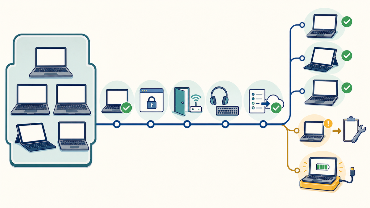 Preparing school devices for secure testing